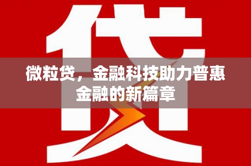 乐东微粒贷，金融科技助力普惠金融的新篇章