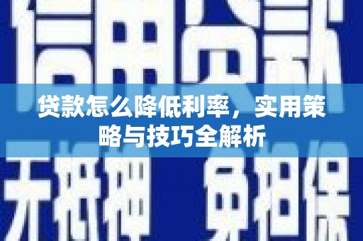 额济纳旗贷款怎么降低利率，实用策略与技巧全解析