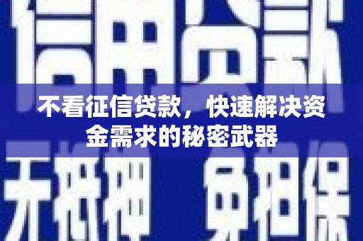 江城不看征信贷款，快速解决资金需求的秘密武器